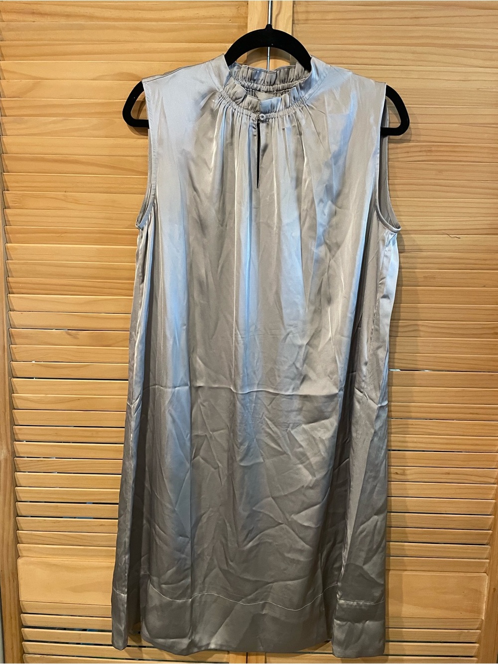 H&M Sleeveless Metallic Silver Midi Dress